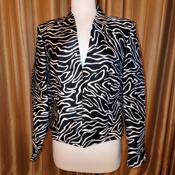 Talbots Black and White Animal Print Jacket Size 10 - Picture 1 of 9